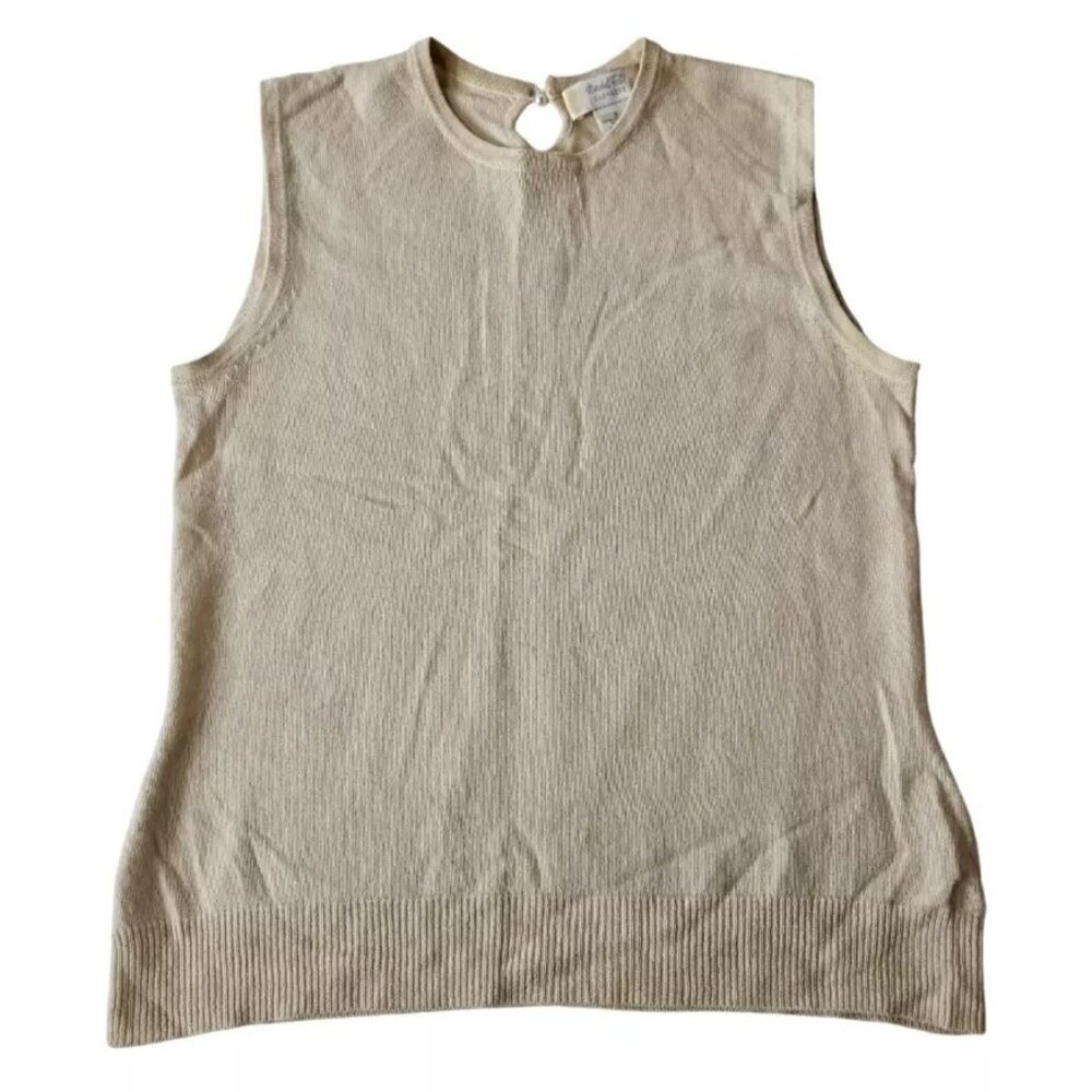 MARSHALL FIELDS 100% Cashmere Sleeveless Pullover Sweater Beige Women's Small